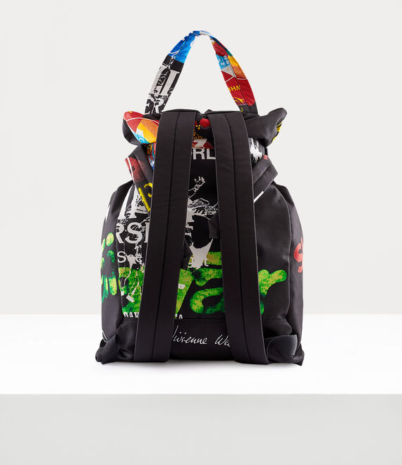 Vivienne Westwood Tex Large Backpack in BLACK/MULTI